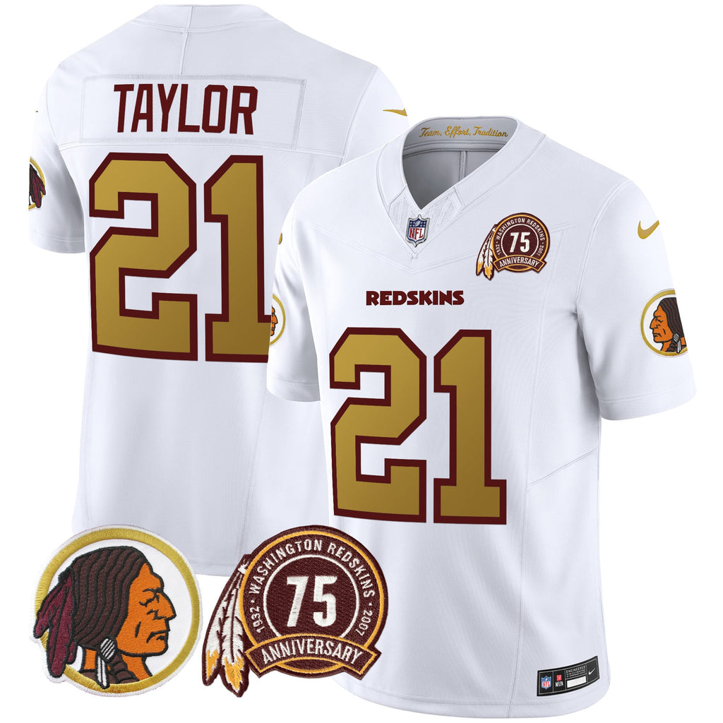 Men's Washington Redskins 75th Patch Throwback Vapor Limited Jersey V2 - All Stitched