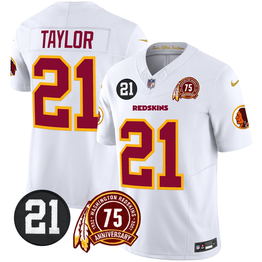 Men's Washington Redskins 75th & Sean Taylor Patch Vapor Limited Jersey - All Stitched
