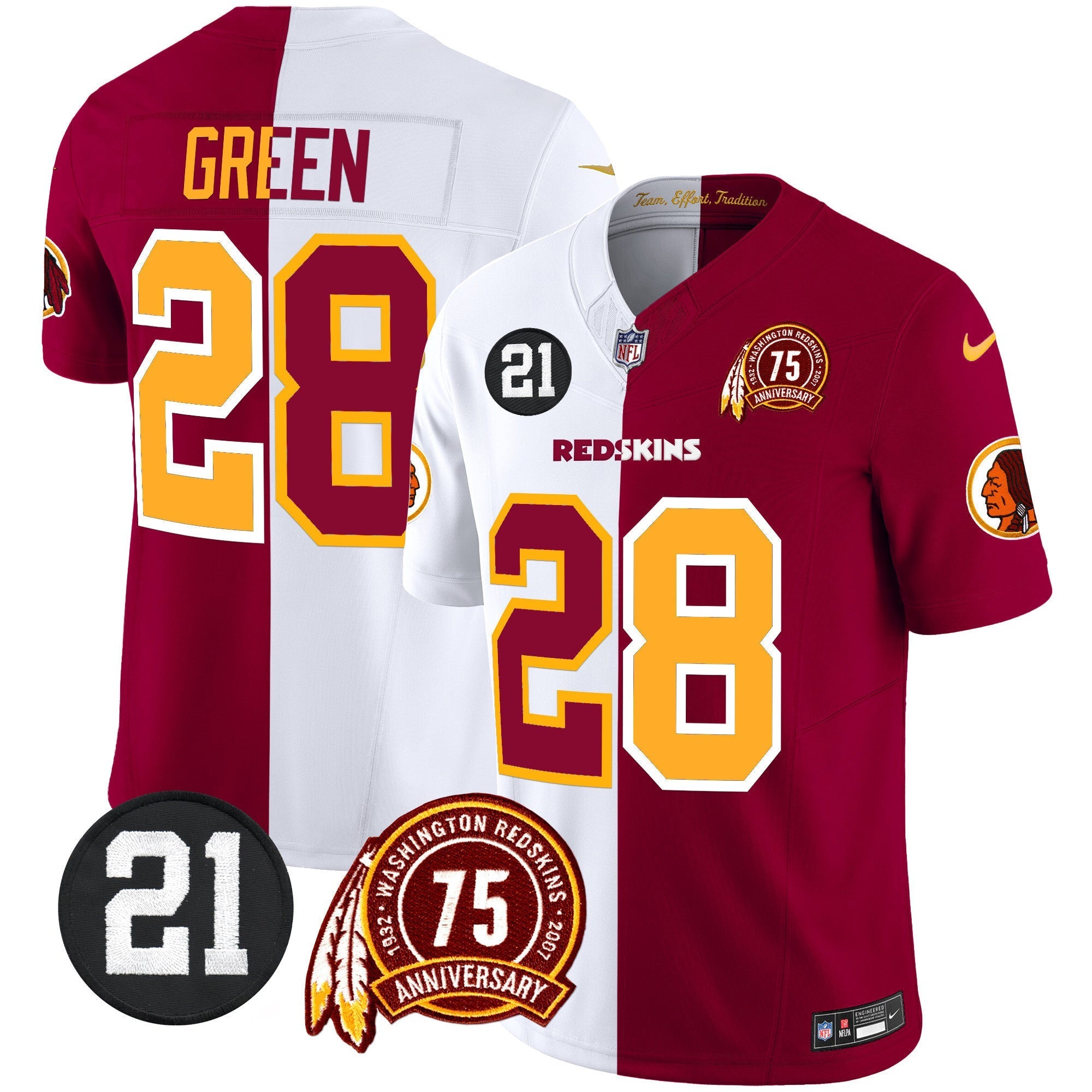 Men's Washington Redskins 75th & Sean Taylor Patch Vapor Limited Jersey - All Stitched