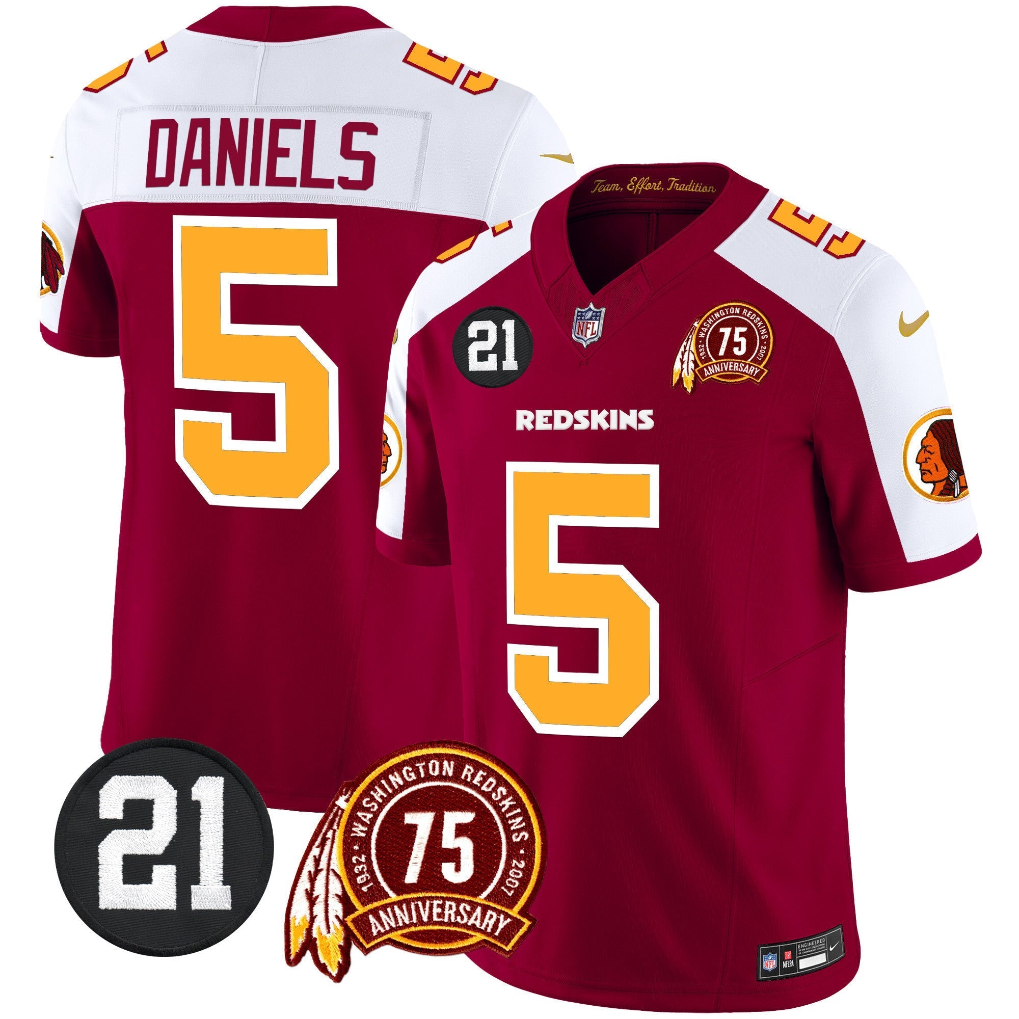 Men's Washington Redskins 75th & Sean Taylor Patch Vapor Limited Jersey - All Stitched