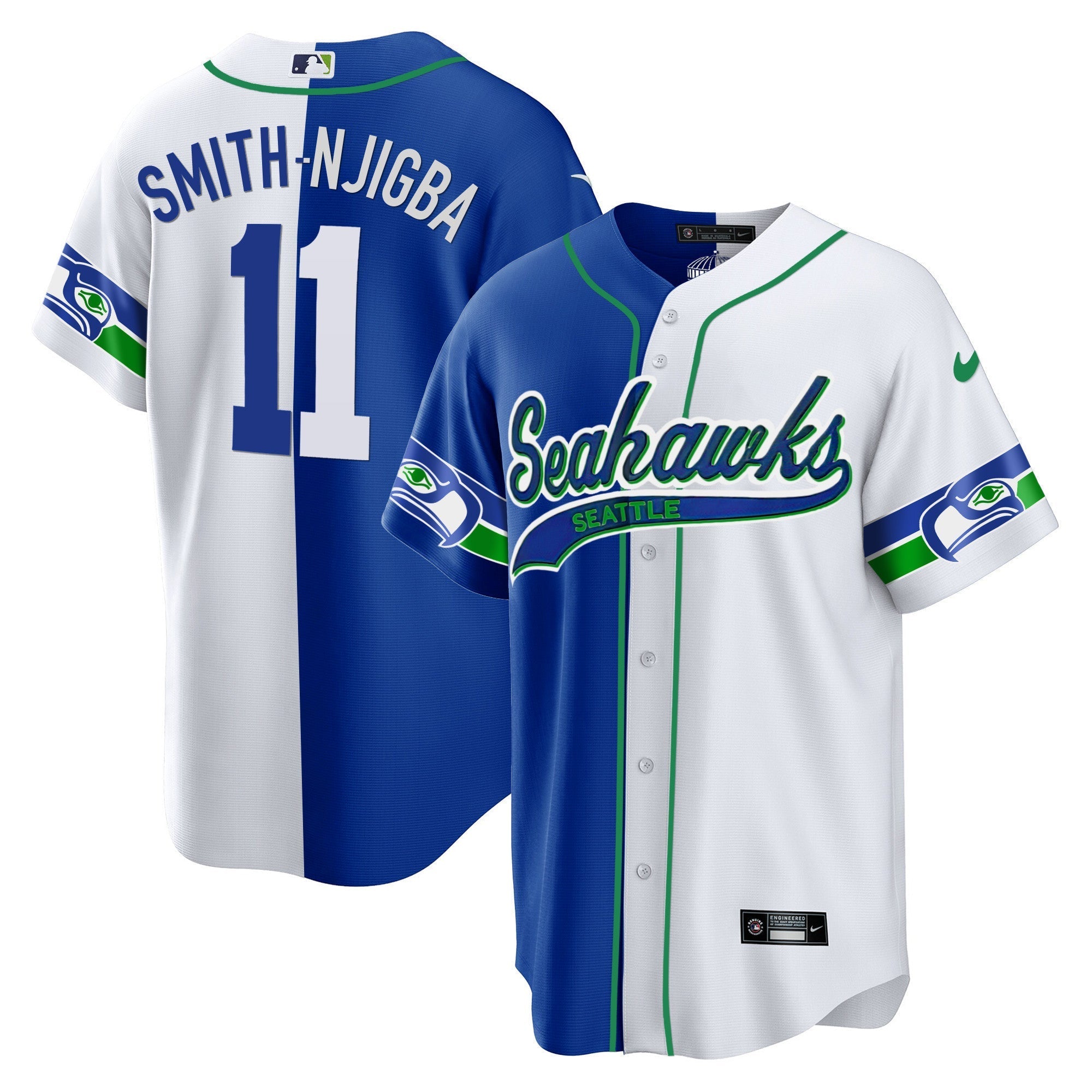 Men's Seahawks Throwback & Gold Cool Base Jersey V2 - All Stitched