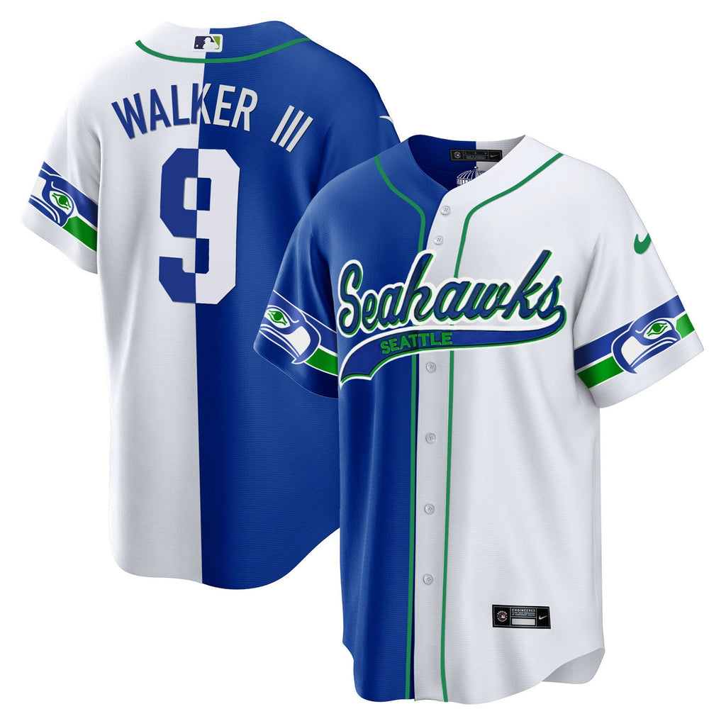 Men's Seahawks Throwback & Gold Cool Base Jersey V2 - All Stitched