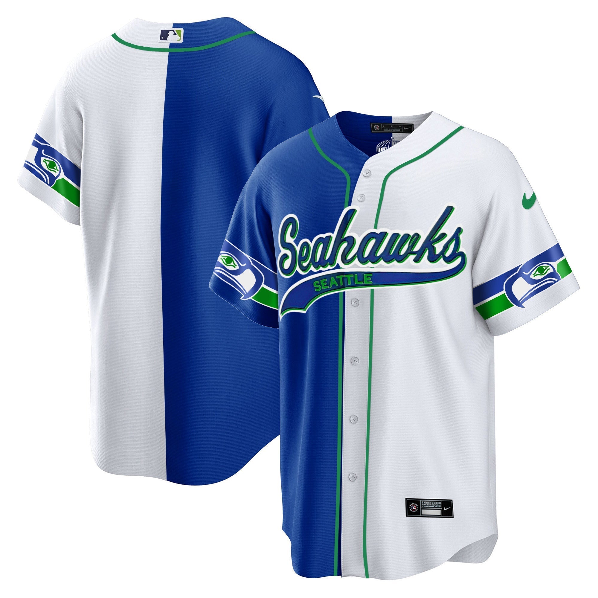 Men's Seahawks Throwback & Gold Cool Base Jersey V2 - All Stitched