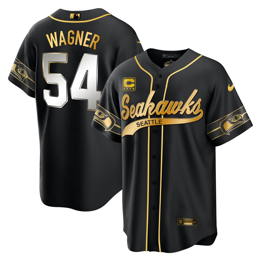 Men's Seahawks Throwback & Gold Cool Base Jersey V2 - All Stitched