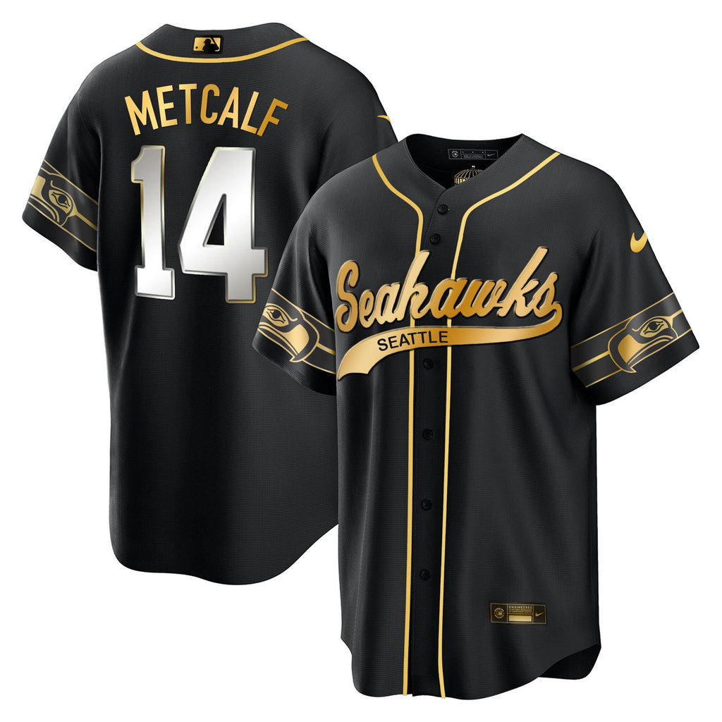 Men's Seahawks Throwback & Gold Cool Base Jersey V2 - All Stitched