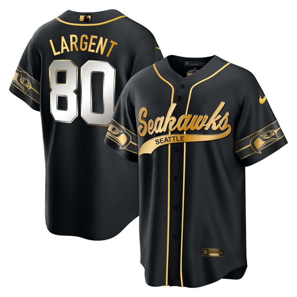 Men's Seahawks Throwback & Gold Cool Base Jersey V2 - All Stitched