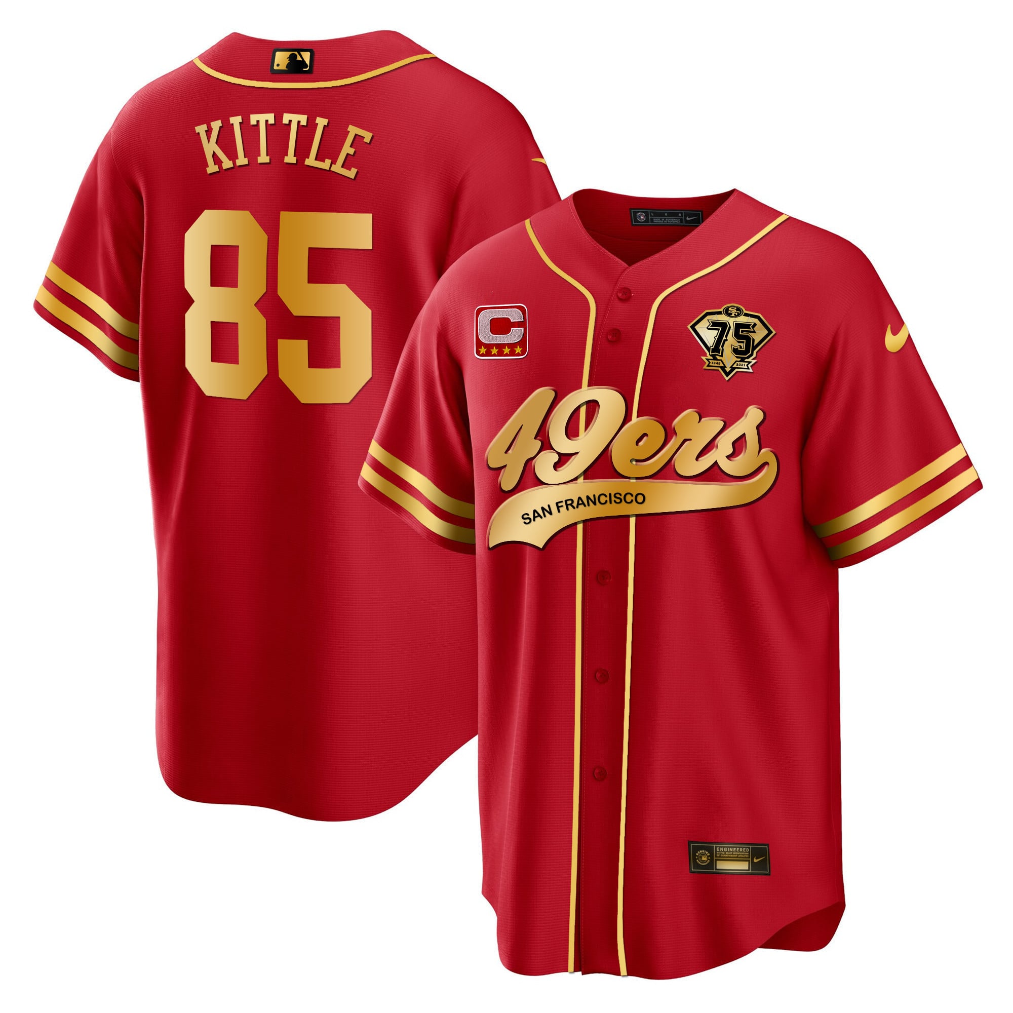 Men's 49ers Cool Base Gold Limited Jersey V2 - All Stitched