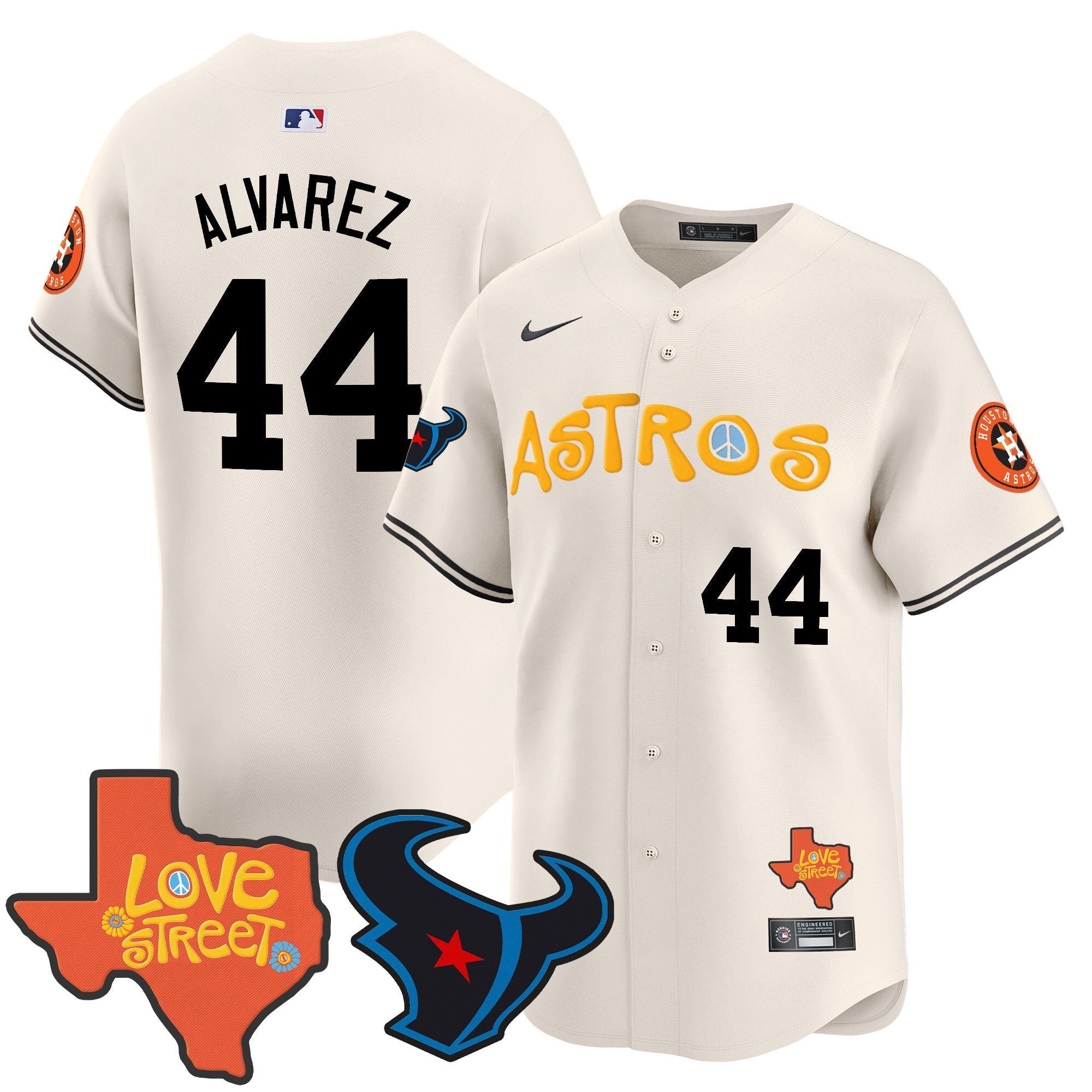 Men's Astros Love Street & Texans Patch Vapor Premier Limited Jersey - All Stitched