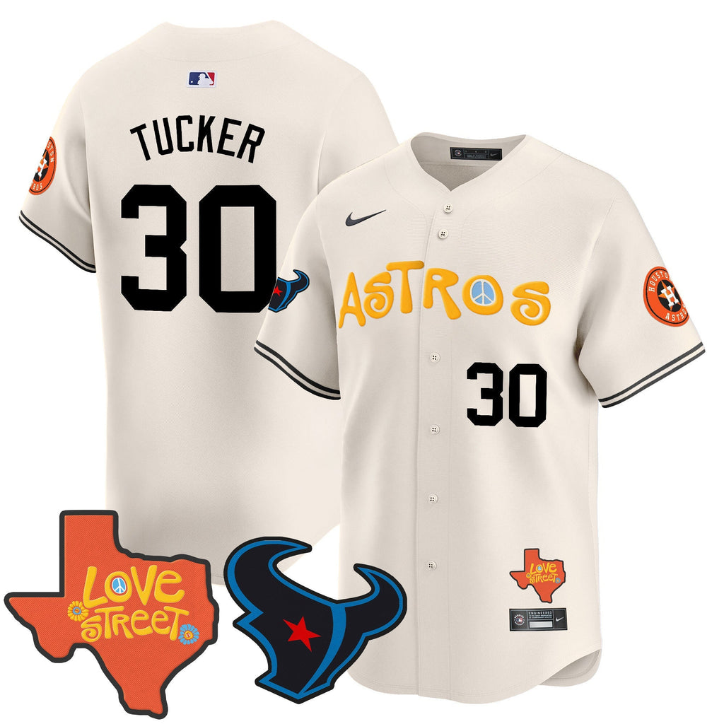 Men's Astros Love Street & Texans Patch Vapor Premier Limited Jersey - All Stitched