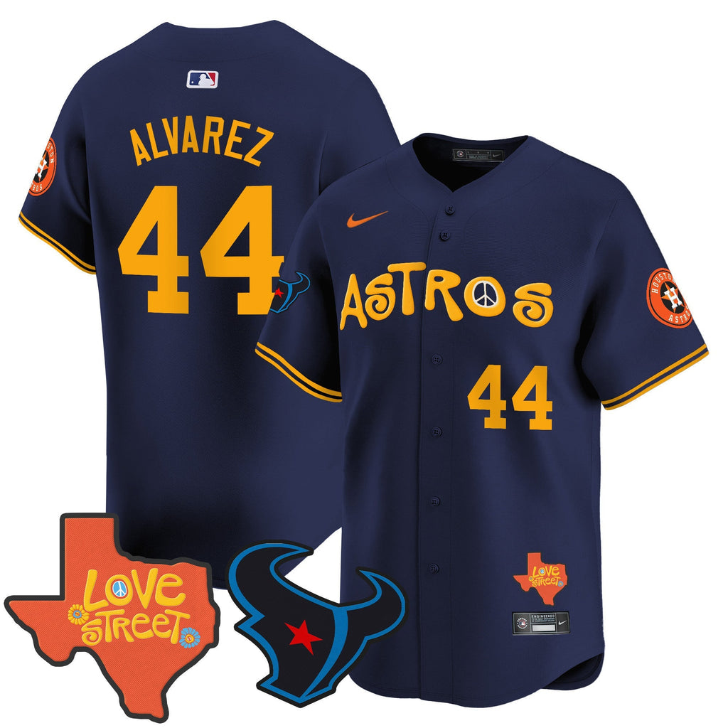 Men's Astros Love Street & Texans Patch Vapor Premier Limited Jersey - All Stitched