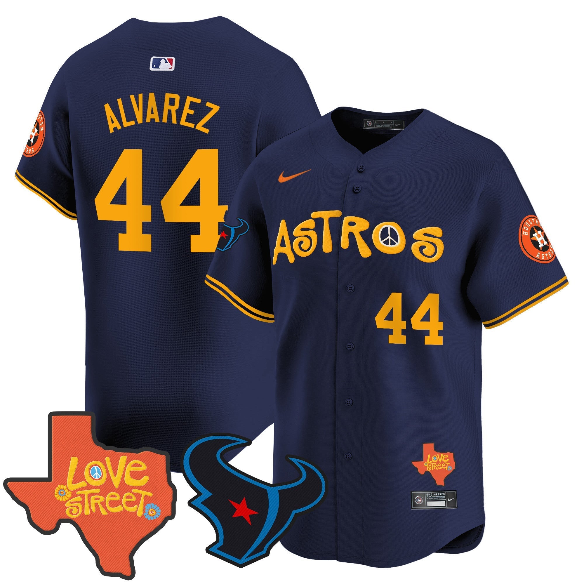 Men's Astros Love Street & Texans Patch Vapor Premier Limited Jersey - All Stitched