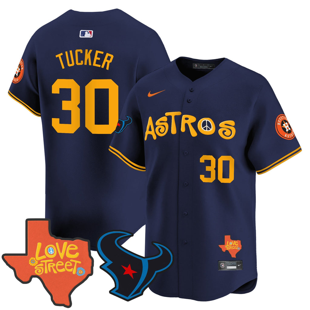 Men's Astros Love Street & Texans Patch Vapor Premier Limited Jersey - All Stitched