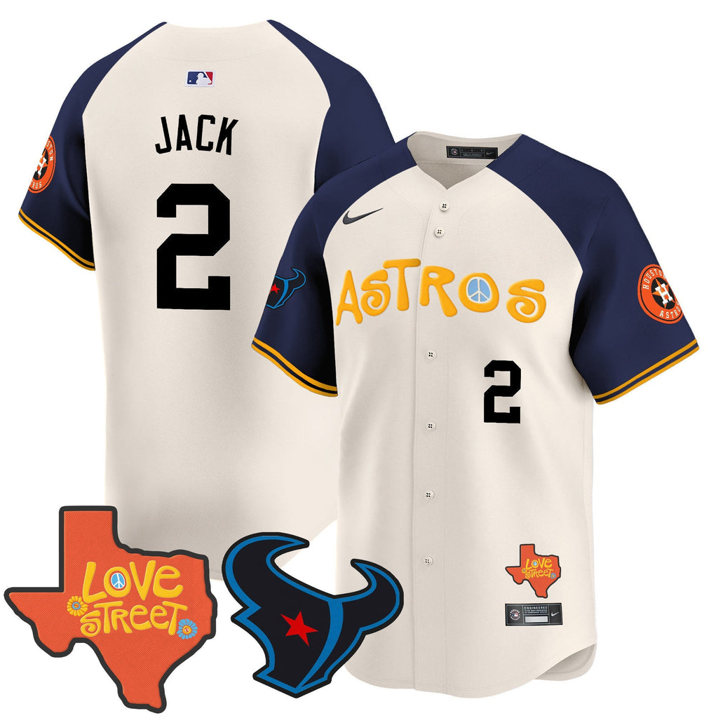 Men's Astros Love Street & Texans Patch Vapor Premier Limited Jersey - All Stitched