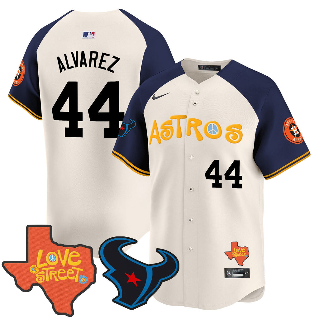 Men's Astros Love Street & Texans Patch Vapor Premier Limited Jersey - All Stitched