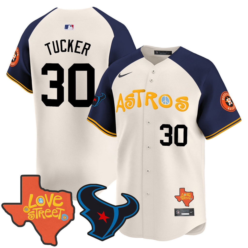 Men's Astros Love Street & Texans Patch Vapor Premier Limited Jersey - All Stitched