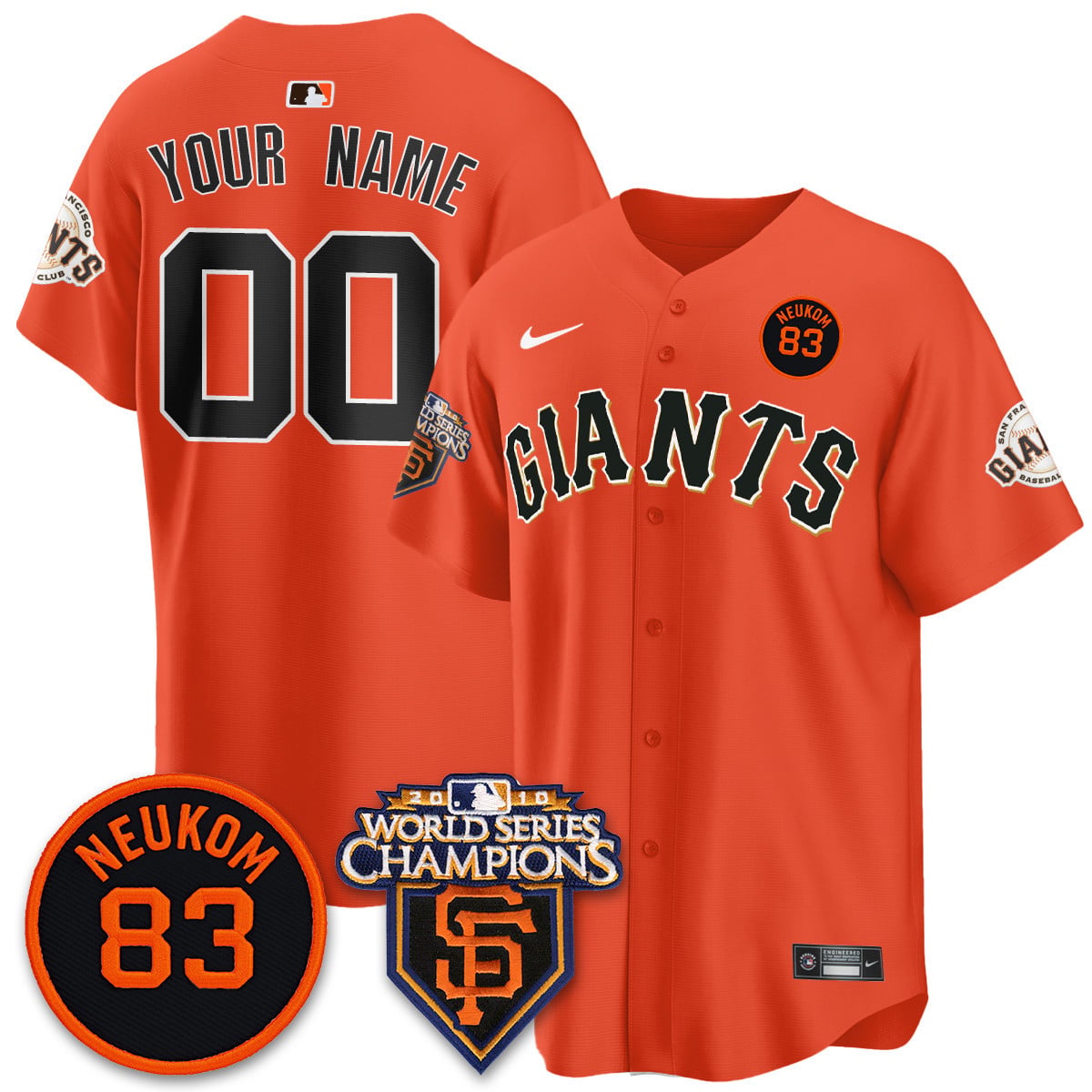 Men's Giants Bill Neukom Memories Jersey - 2010 World Series Champions - All Stitched