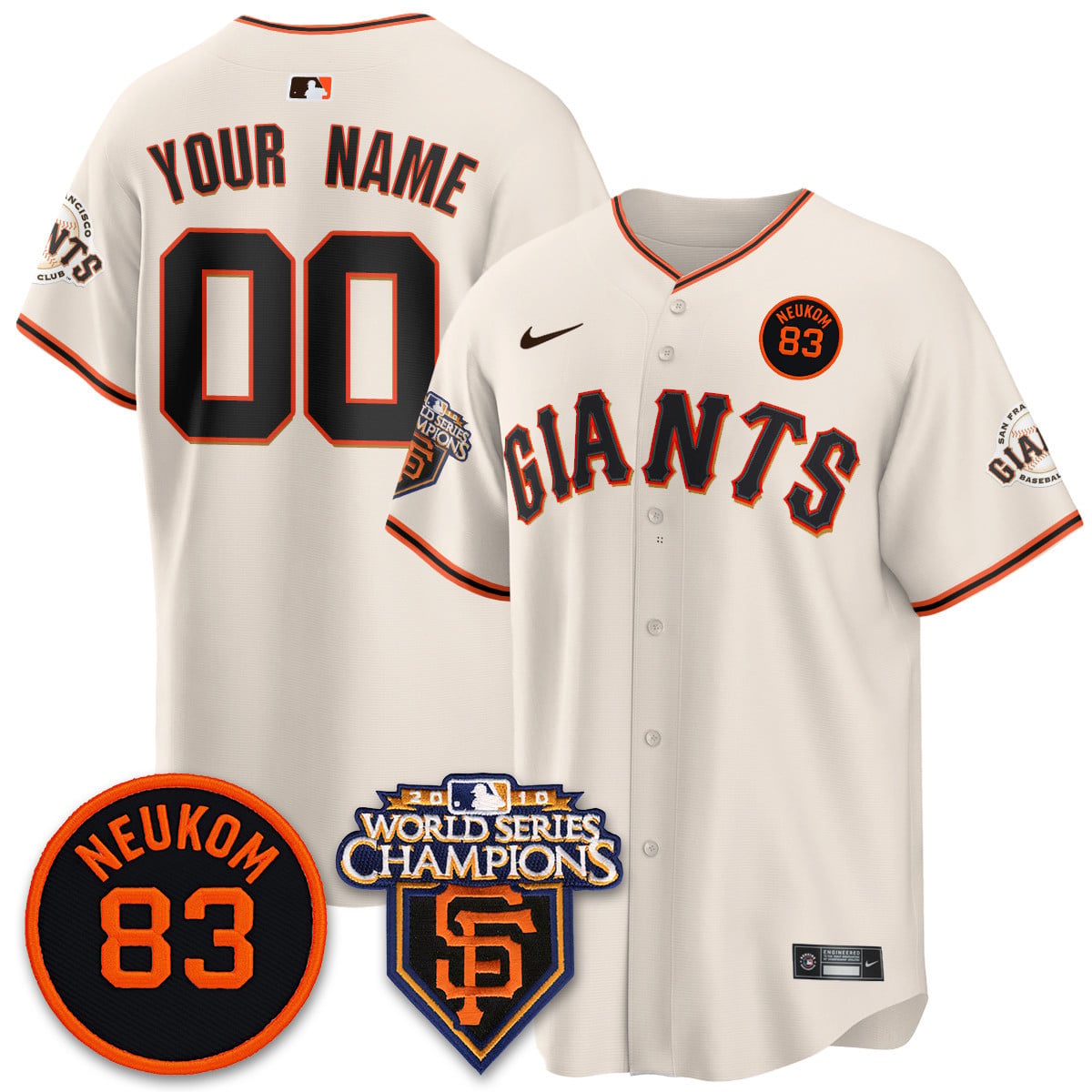 Women's Giants Bill Neukom Memories Jersey - 2010 World Series Champions - All Stitched