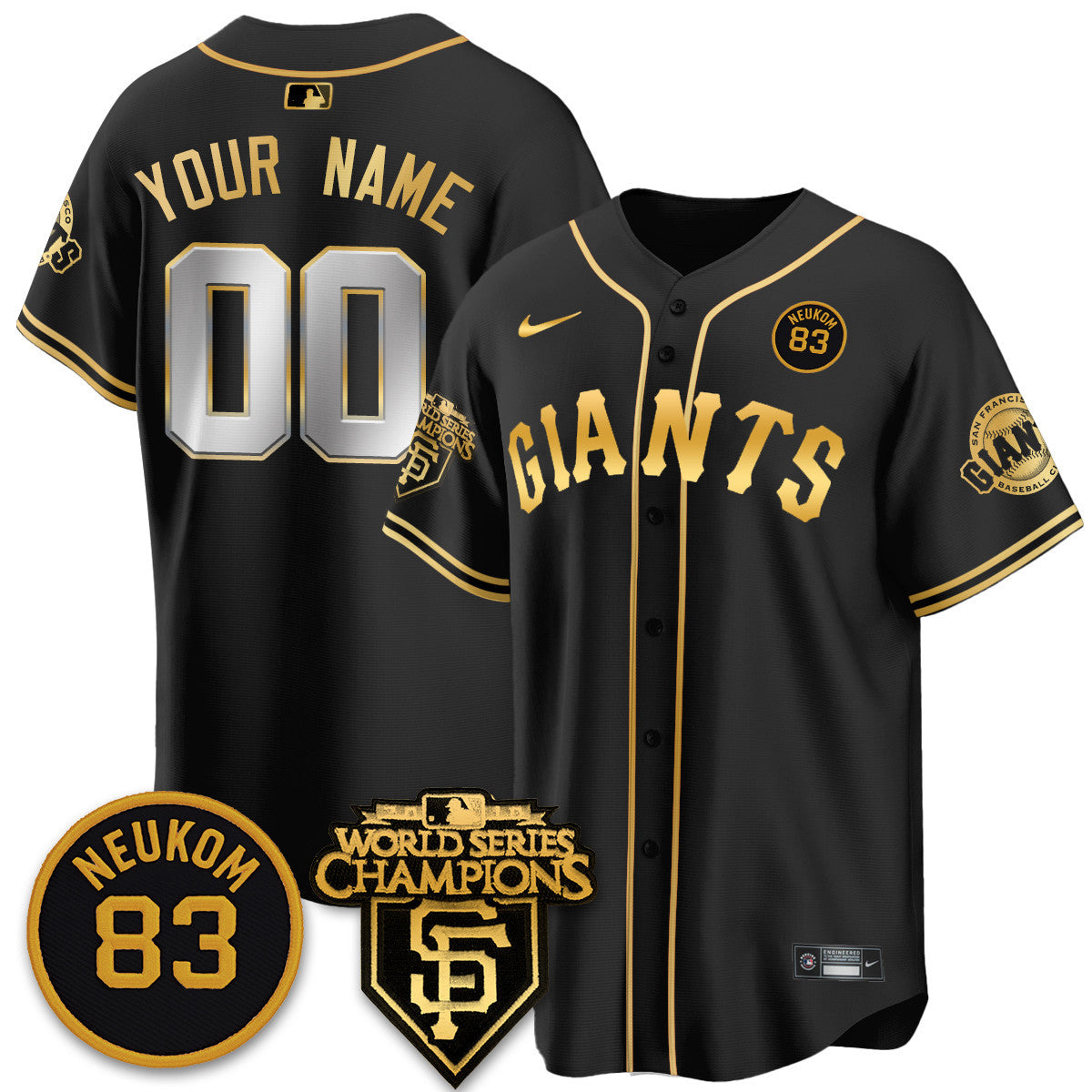 Women's Giants Bill Neukom Memories Jersey - 2010 World Series Champions - All Stitched