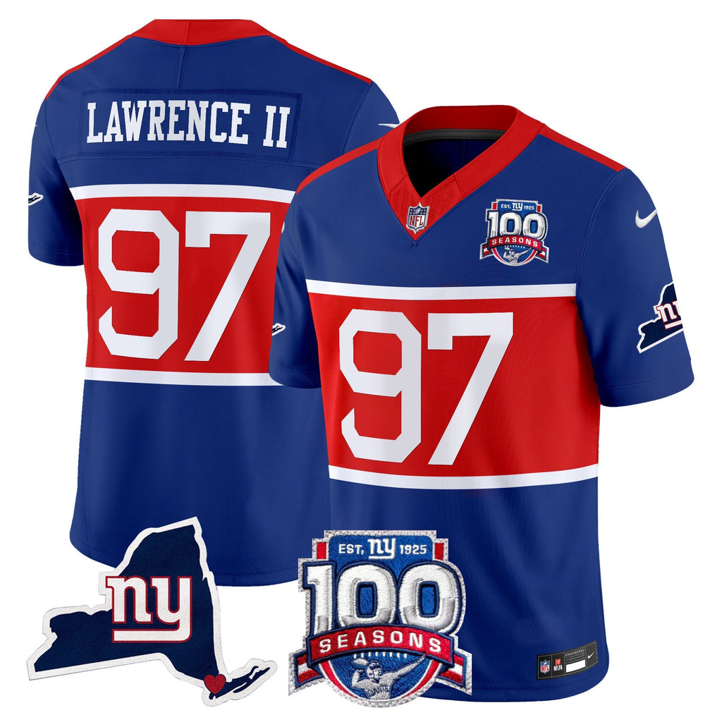 Men's New York Giants 'Century Red' 100th Commemorative Vapor Jersey V2 - All Stitched