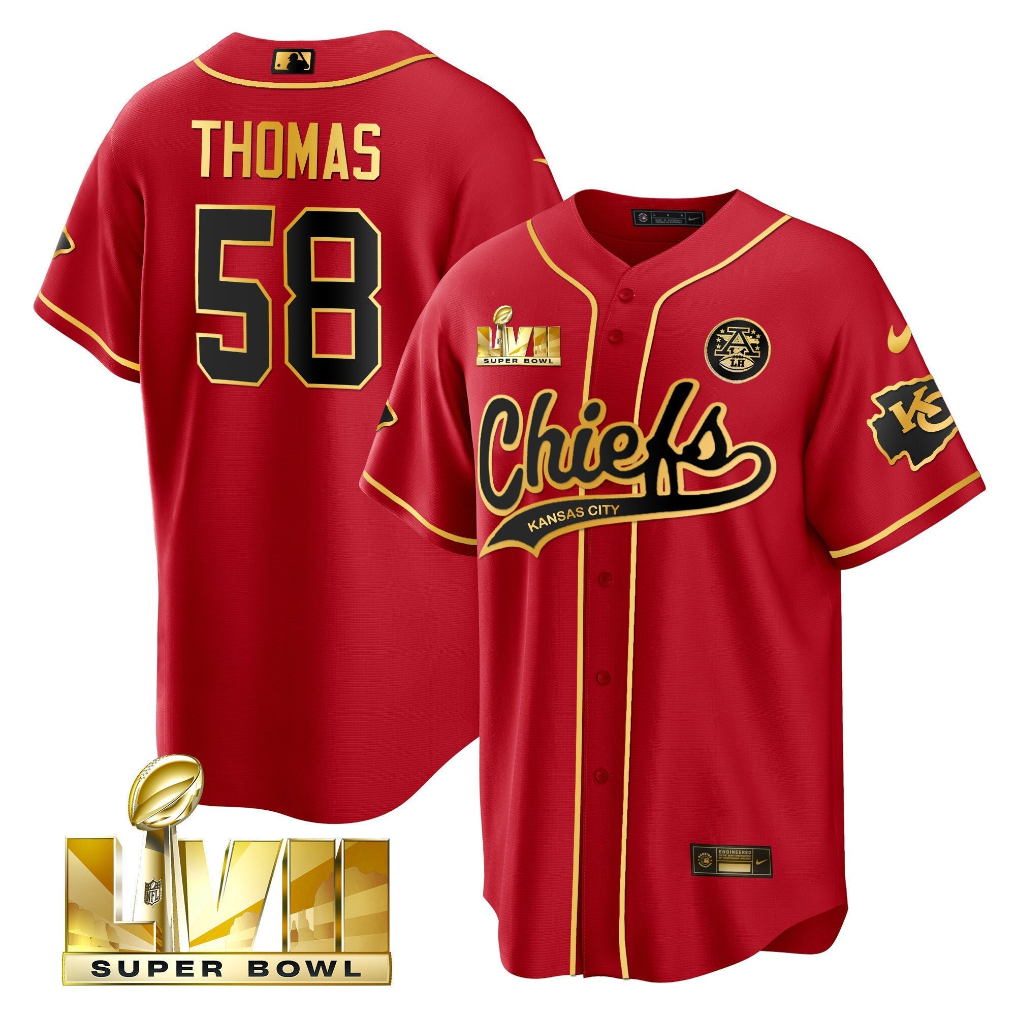 Men's Chiefs Super Bowl LVII Cool base Jersey - All Stitched
