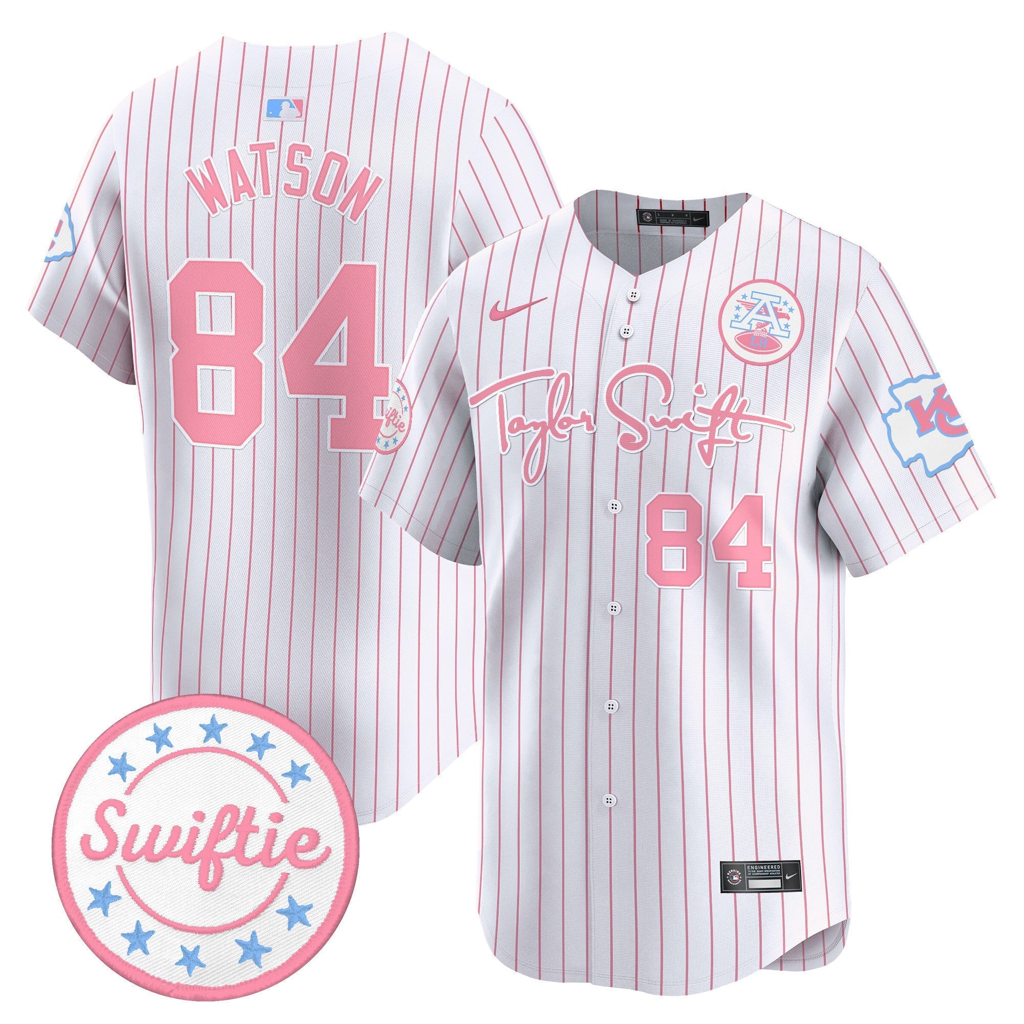 Men's Chiefs Taylor Swift Bubblegum Pink Vapor Premier Limited Jersey - All Stitched