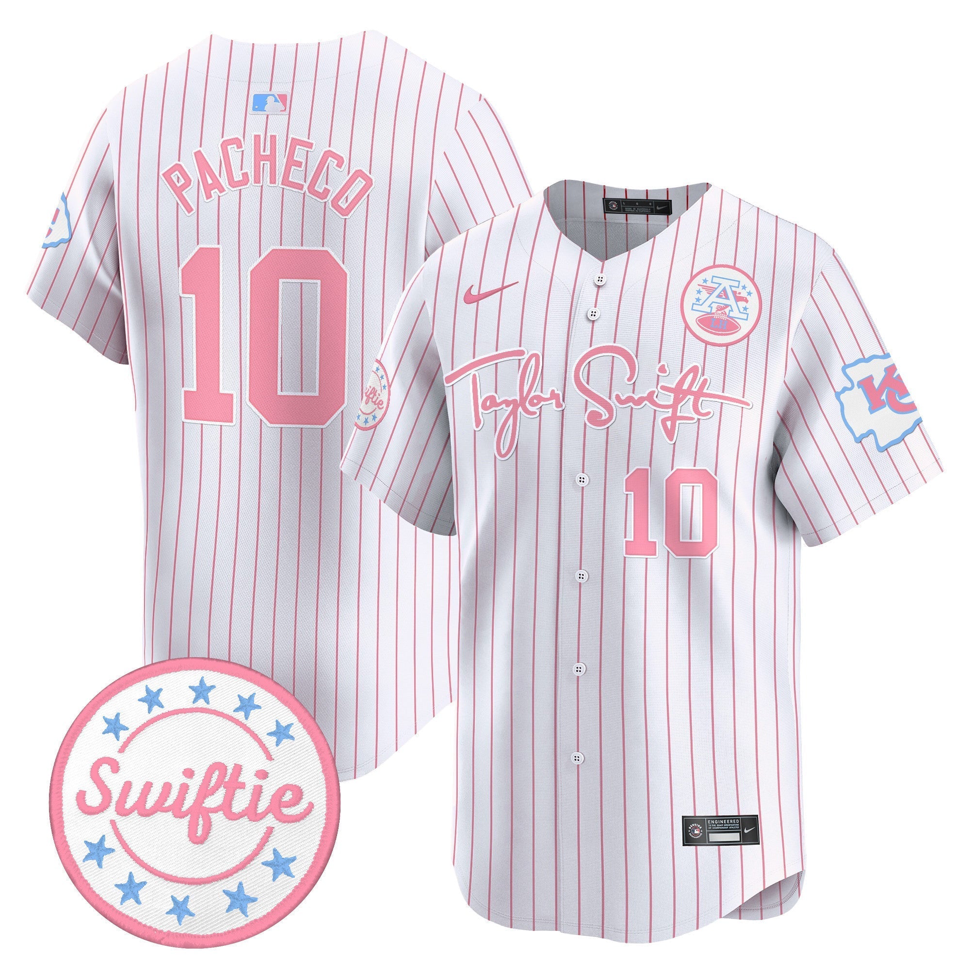 Men's Chiefs Taylor Swift Bubblegum Pink Vapor Premier Limited Jersey - All Stitched