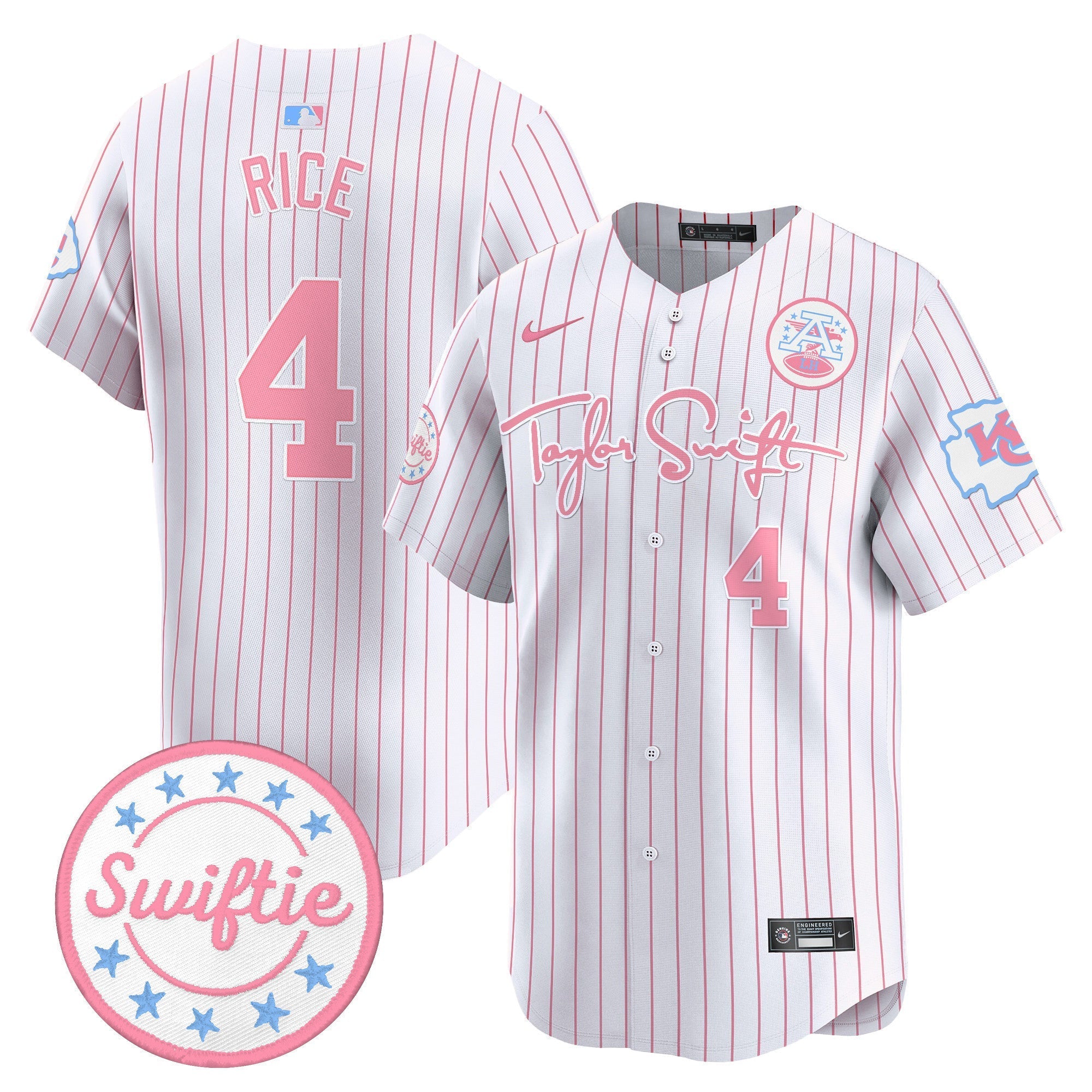 Men's Chiefs Taylor Swift Bubblegum Pink Vapor Premier Limited Jersey - All Stitched