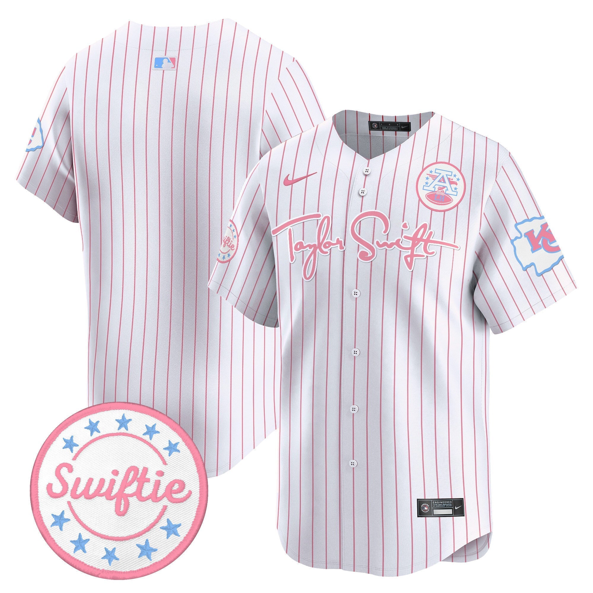 Men's Chiefs Taylor Swift Bubblegum Pink Vapor Premier Limited Jersey - All Stitched