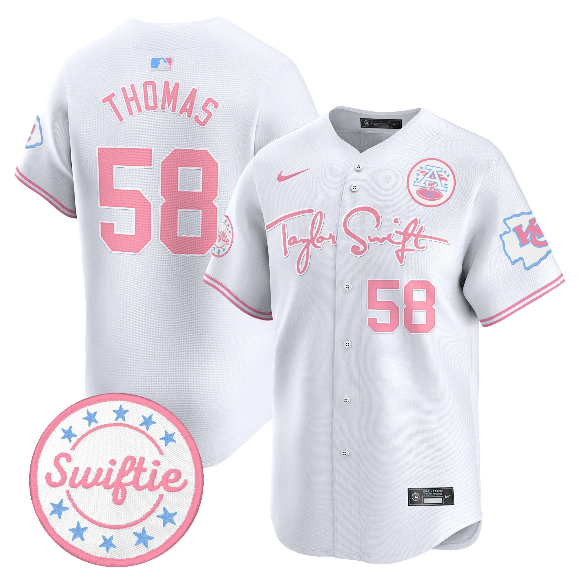 Men's Chiefs Taylor Swift Bubblegum Pink Vapor Premier Limited Jersey - All Stitched