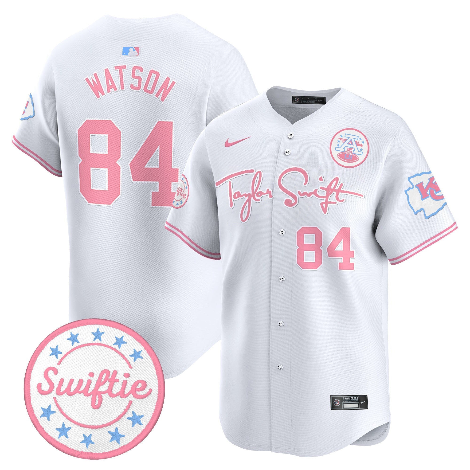Men's Chiefs Taylor Swift Bubblegum Pink Vapor Premier Limited Jersey - All Stitched