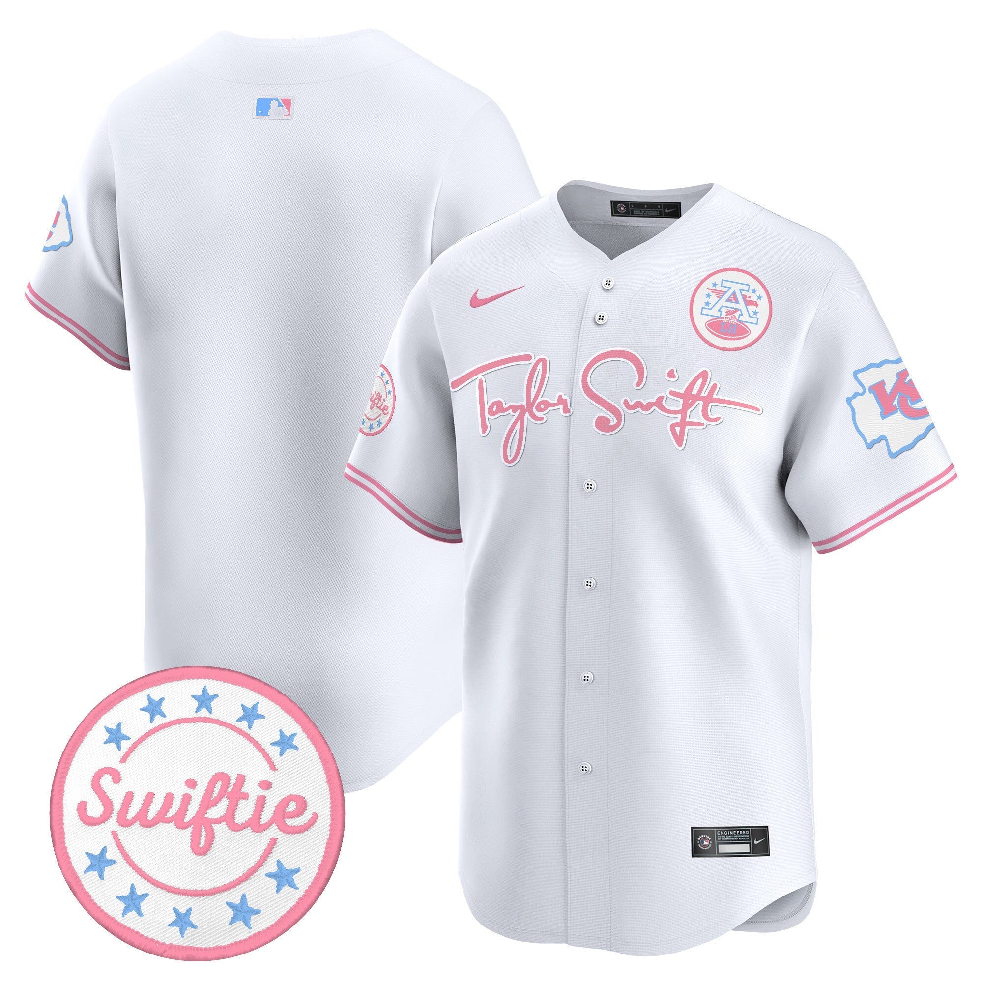 Men's Chiefs Taylor Swift Bubblegum Pink Vapor Premier Limited Jersey - All Stitched