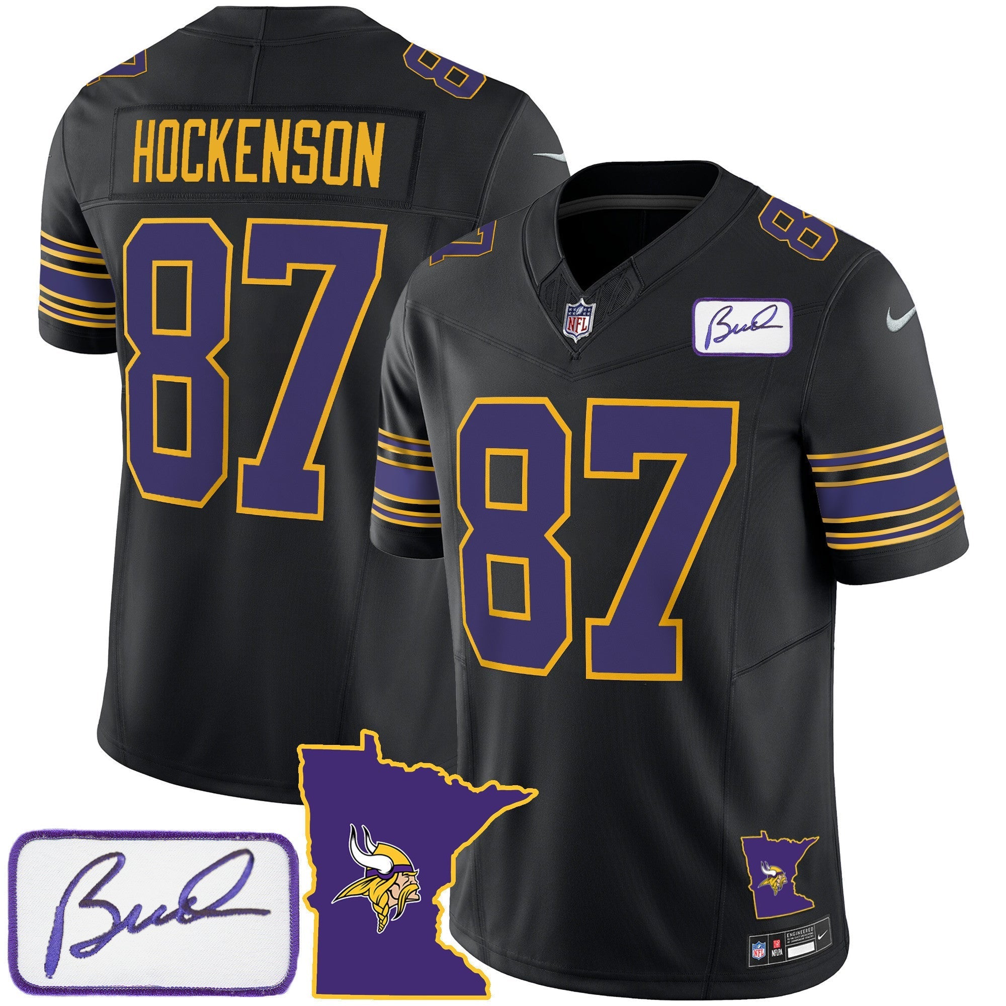 Men's Vikings Bud Grant Patch Classic Limited Jersey V2 - All Stitched