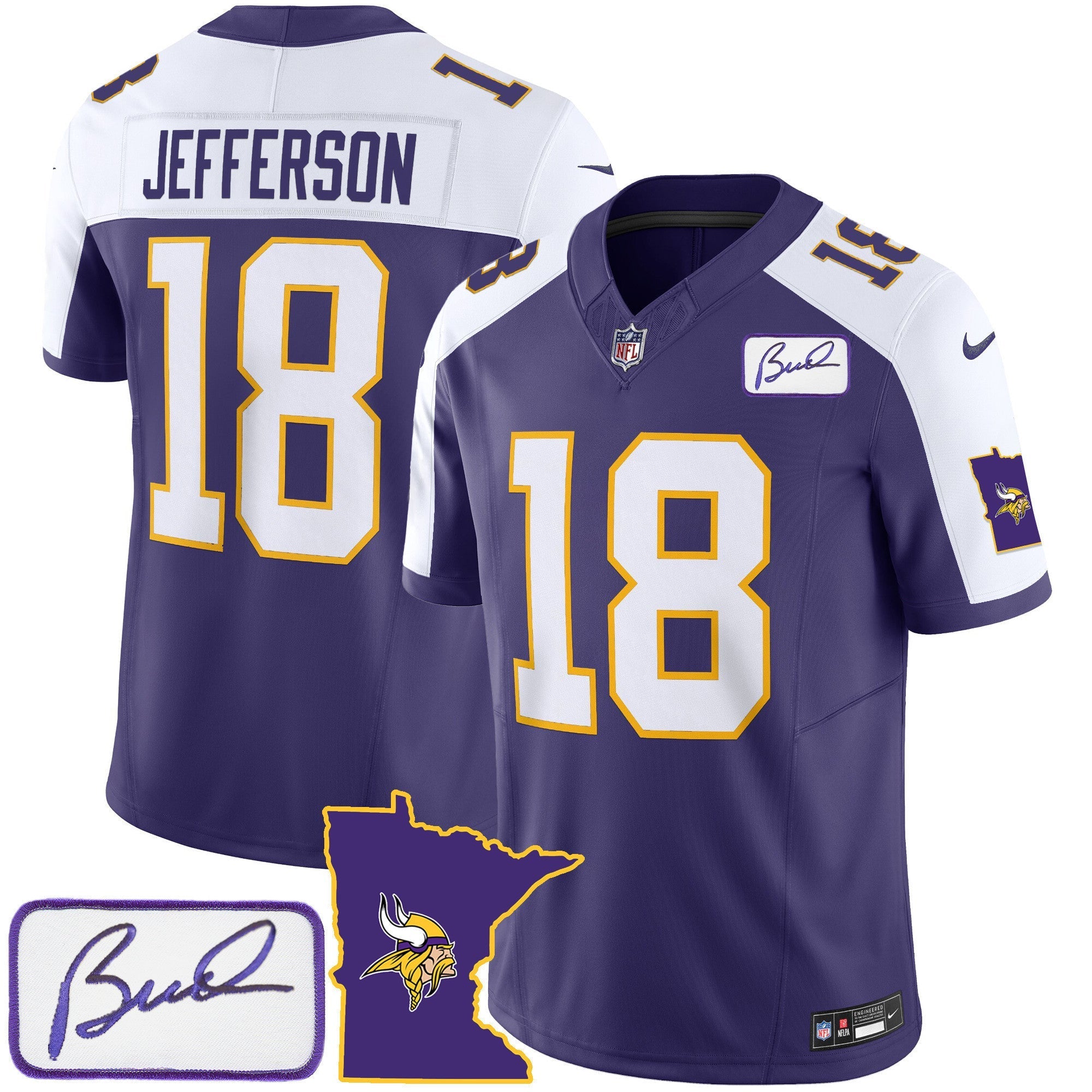 Men's Vikings Bud Grant Patch Classic Limited Jersey V2 - All Stitched
