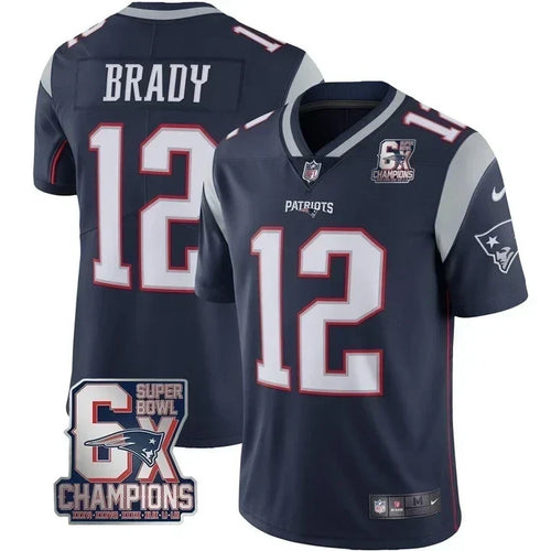 #12 Tom Brady New England Patriots Jersey - 6x SB Champions Patch