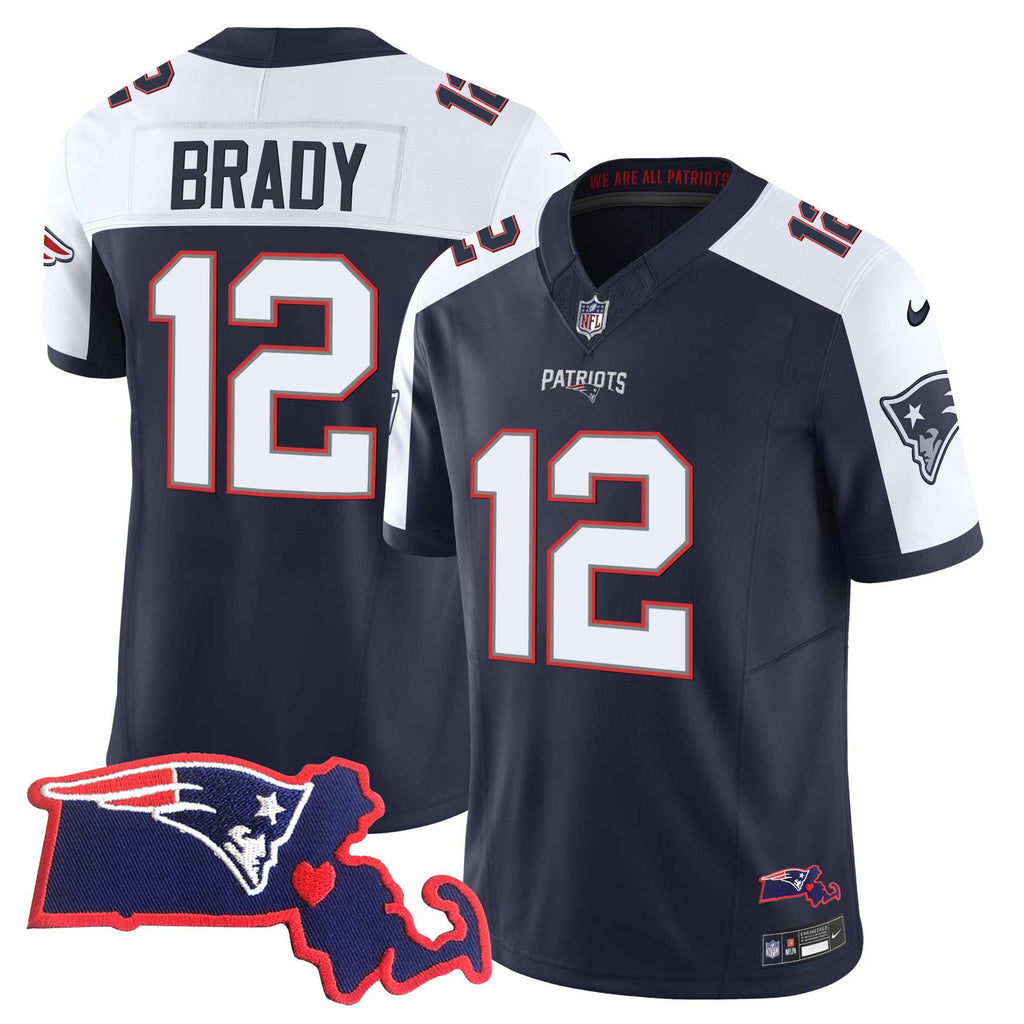 Men's Patriots Massachusetts Patch Vapor Jersey - All Stitched