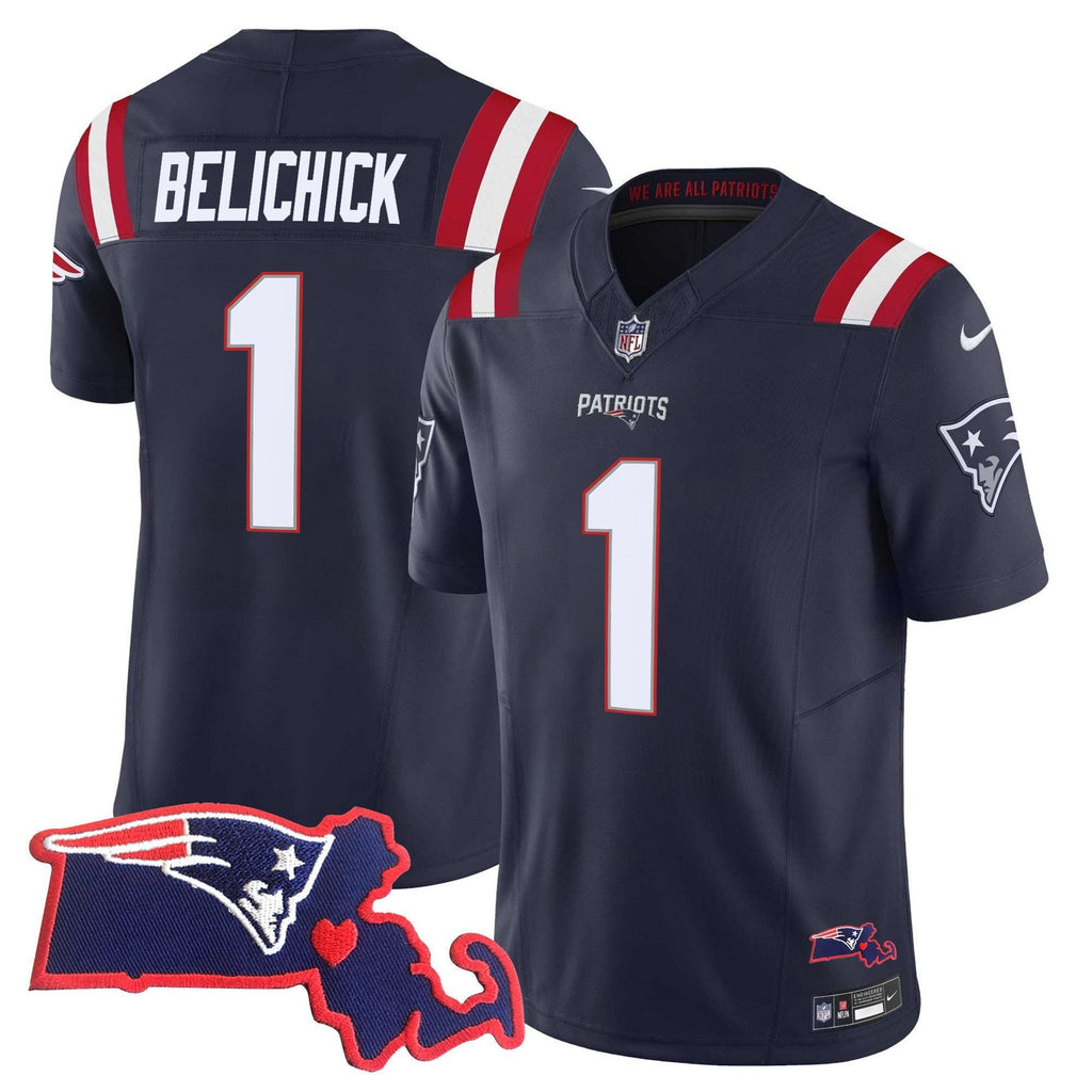 Men's Patriots Massachusetts Patch Vapor Jersey - All Stitched