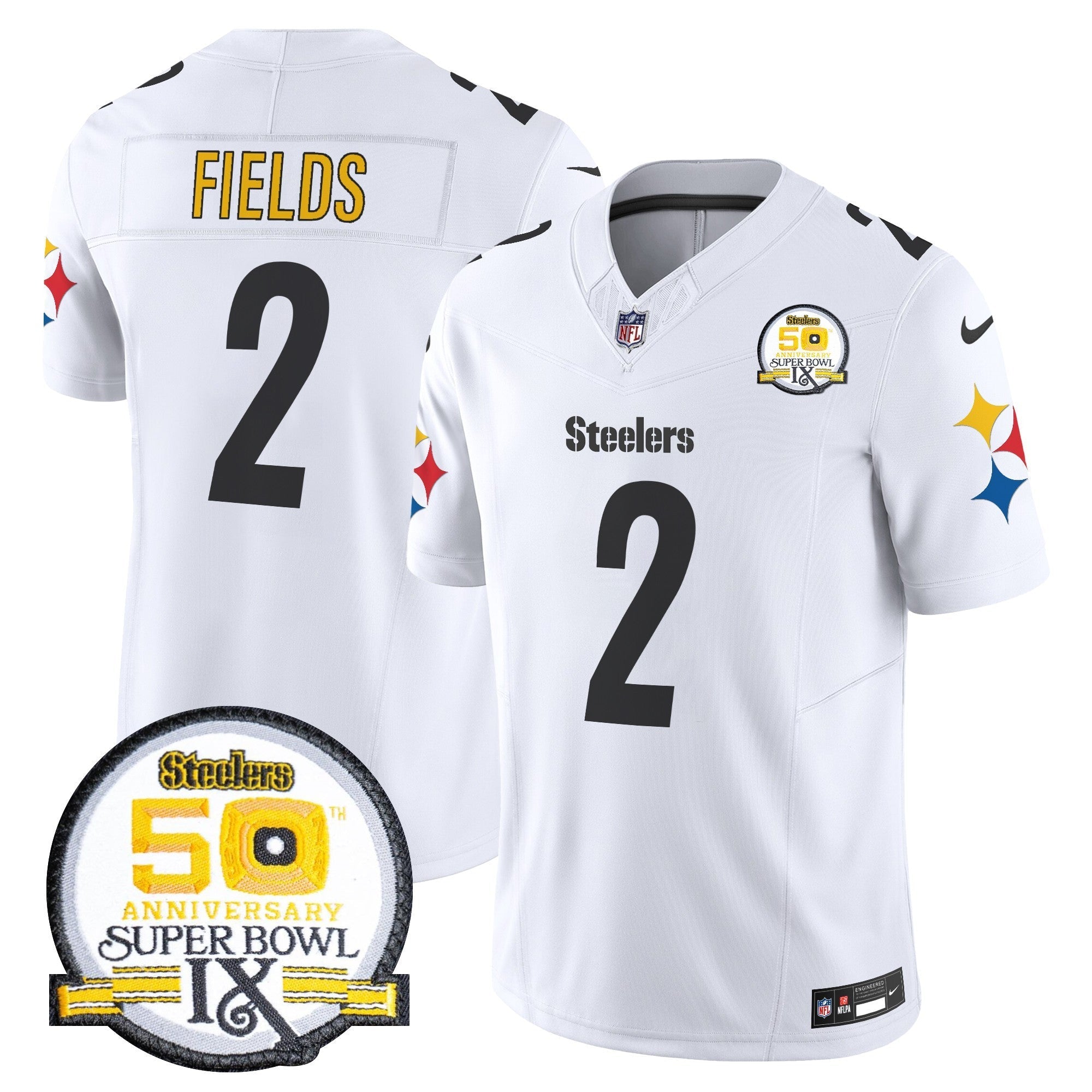 Men's Steelers 50th Anniversary Of Super Bowl IX Patch Vapor Limited Jersey V2 - All Stitched