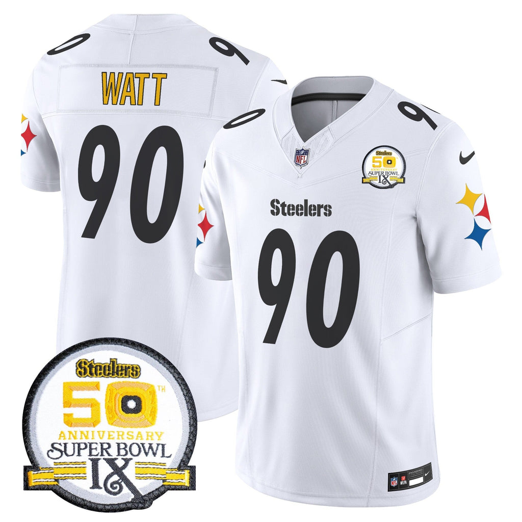 Men's Steelers 50th Anniversary Of Super Bowl IX Patch Vapor Limited Jersey V2 - All Stitched