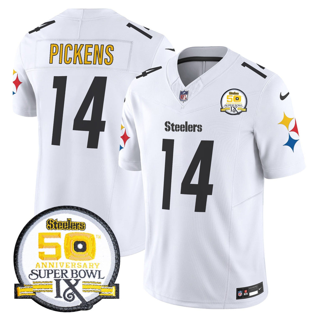Men's Steelers 50th Anniversary Of Super Bowl IX Patch Vapor Limited Jersey V2 - All Stitched