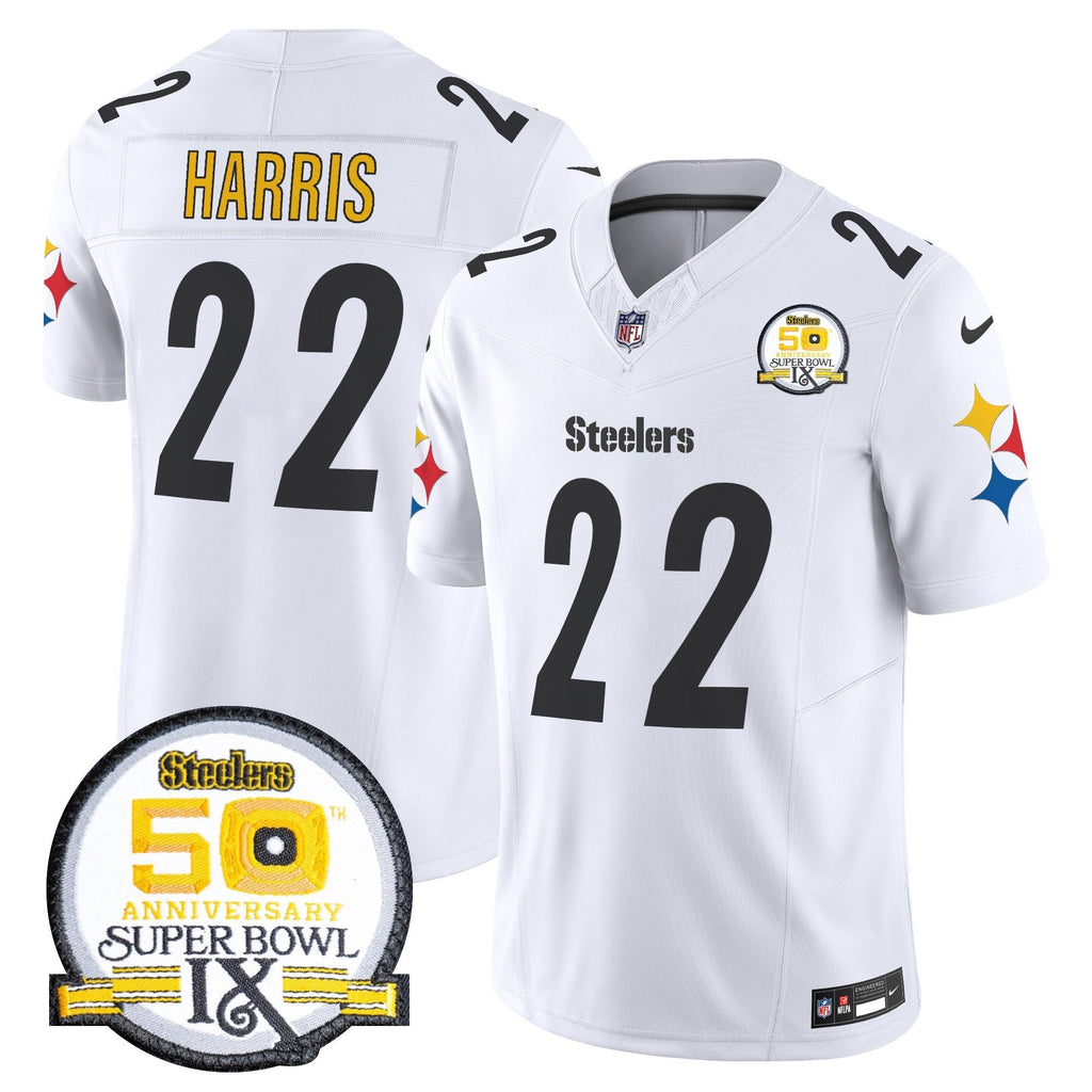 Men's Steelers 50th Anniversary Of Super Bowl IX Patch Vapor Limited Jersey V2 - All Stitched