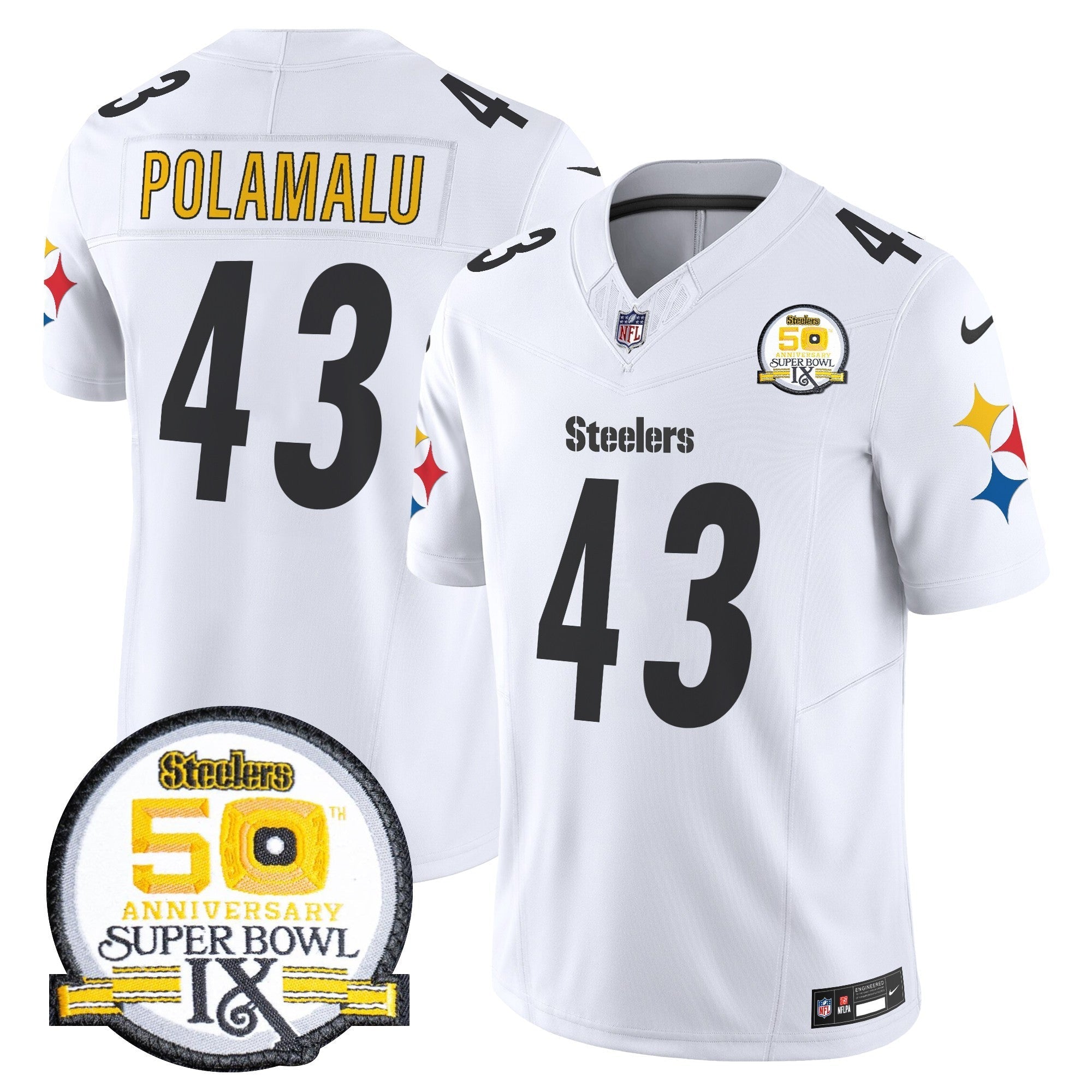 Men's Steelers 50th Anniversary Of Super Bowl IX Patch Vapor Limited Jersey V2 - All Stitched