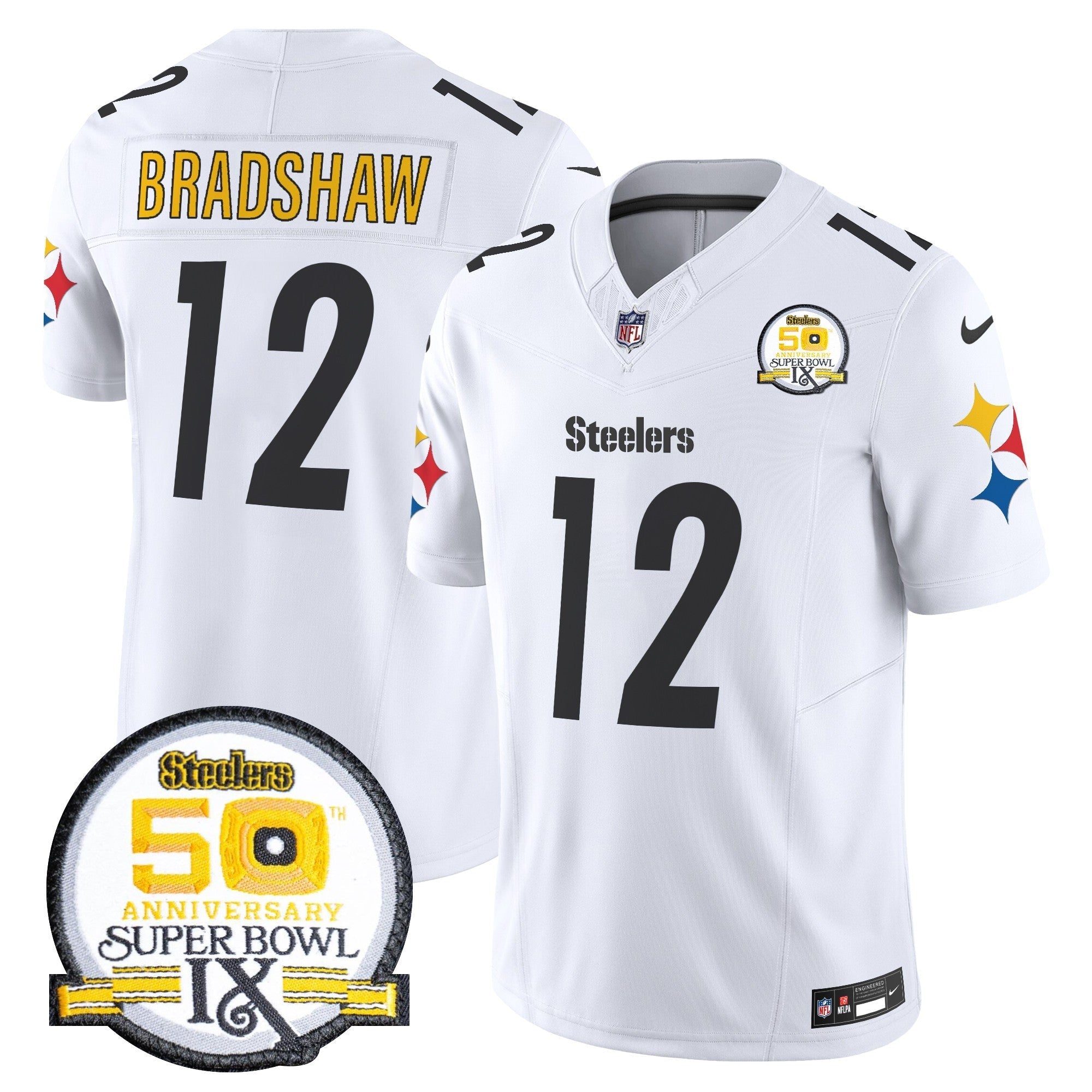 Men's Steelers 50th Anniversary Of Super Bowl IX Patch Vapor Limited Jersey V2 - All Stitched