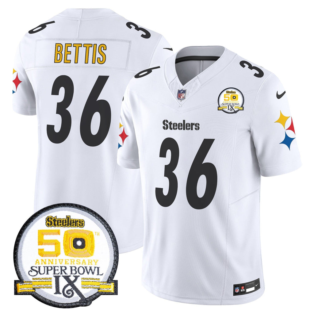 Men's Steelers 50th Anniversary Of Super Bowl IX Patch Vapor Limited Jersey V2 - All Stitched