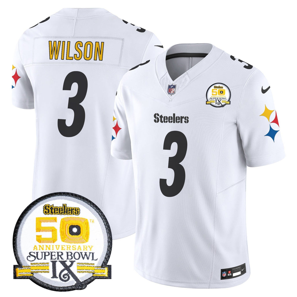 Men's Steelers 50th Anniversary Of Super Bowl IX Patch Vapor Limited Jersey V2 - All Stitched