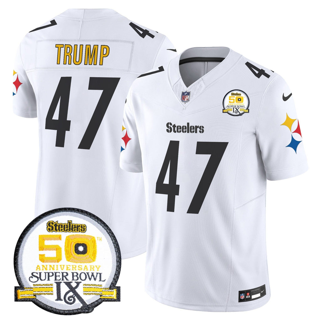 Men's Steelers 50th Anniversary Of Super Bowl IX Patch Vapor Limited Jersey V2 - All Stitched