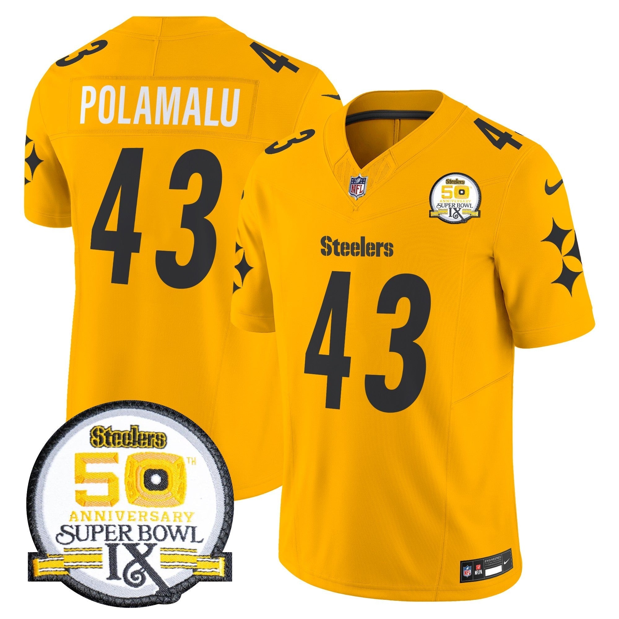 Men's Steelers 50th Anniversary Of Super Bowl IX Patch Vapor Limited Jersey V2 - All Stitched