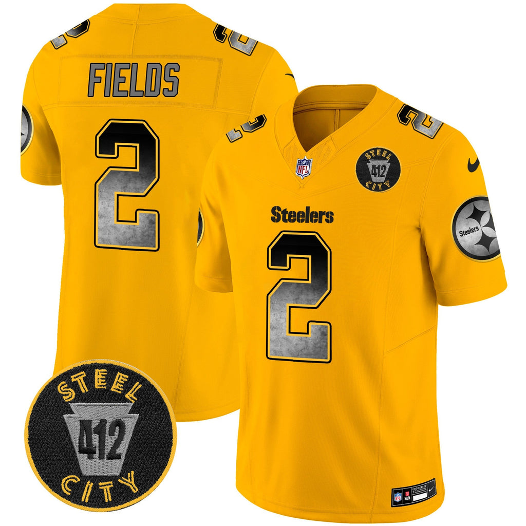 Men's Steelers Arch Smoke 412 Patch Vapor Limited Jersey - All Stitched