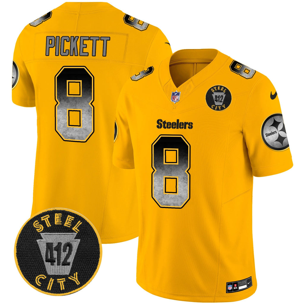 Men's Steelers Arch Smoke 412 Patch Vapor Limited Jersey - All Stitched
