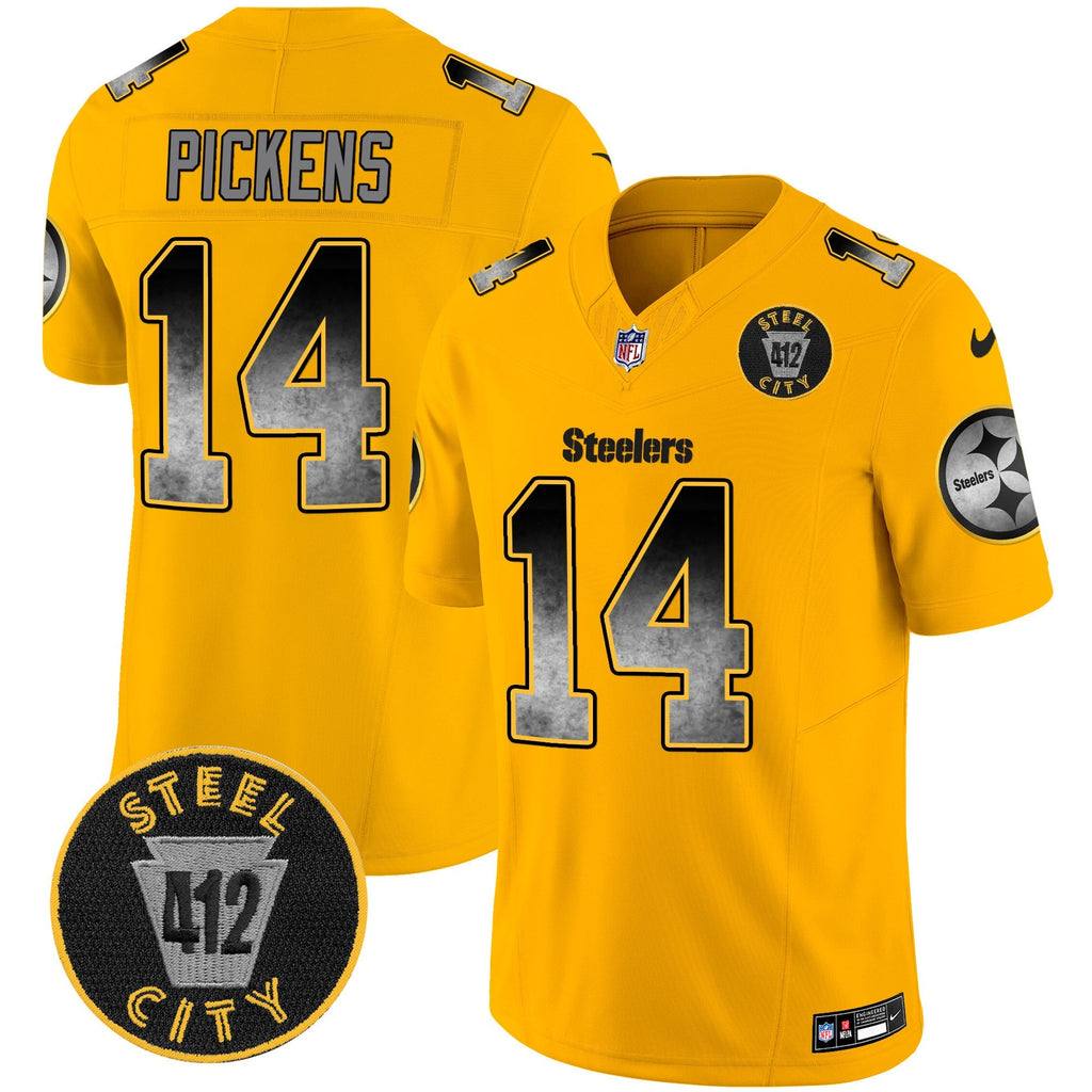 Men's Steelers Arch Smoke 412 Patch Vapor Limited Jersey - All Stitched