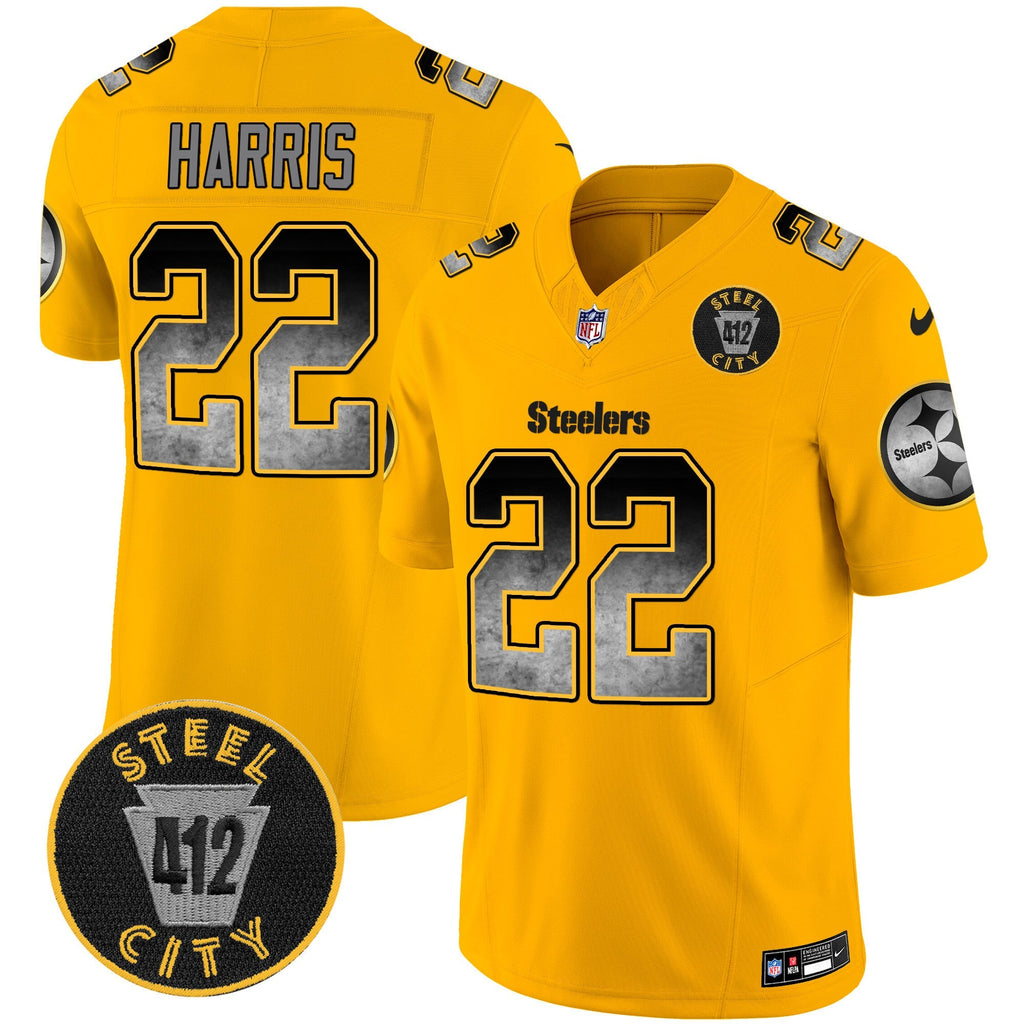 Men's Steelers Arch Smoke 412 Patch Vapor Limited Jersey - All Stitched